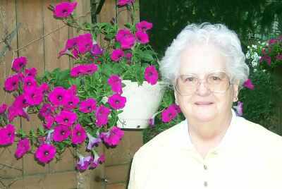 Mom with petunias